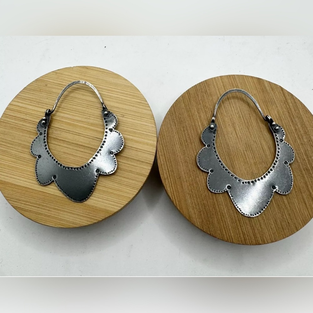 Handcrafted Sterling Silver Scalloped Hoop Earrings
